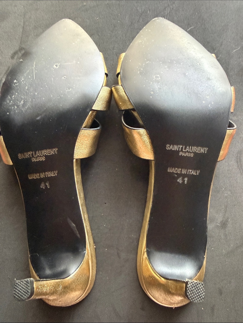 Saint Laurent Metallic Gold Leather Knotted Mule Heels - Picture 4 of 7